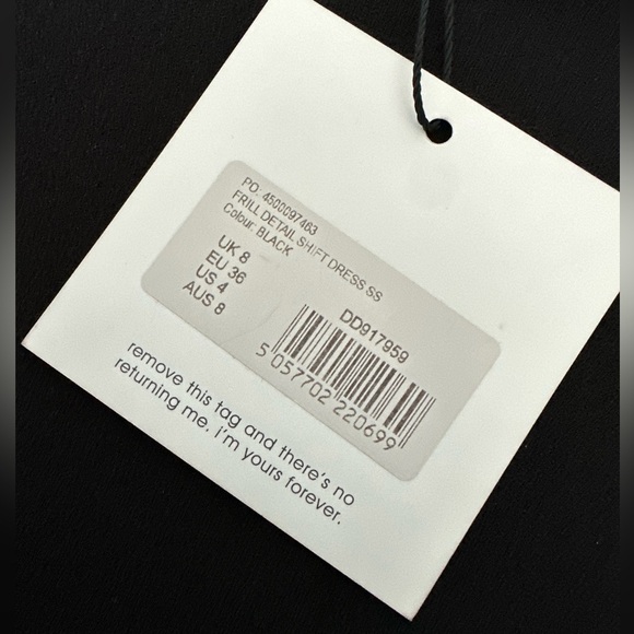 NWT Missguided Black Frill Detail Shift Dress S - Picture 4 of 4